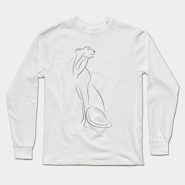 Cat Line-art Long Sleeve T-Shirt by Woah_Jonny